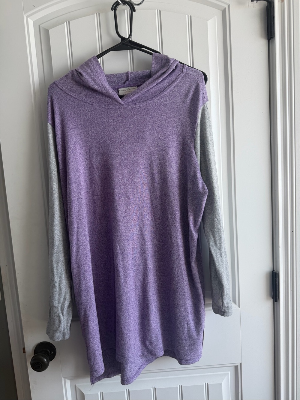 Bobbie Brooks Purple Hoodie Tunic with Gray Sleeves